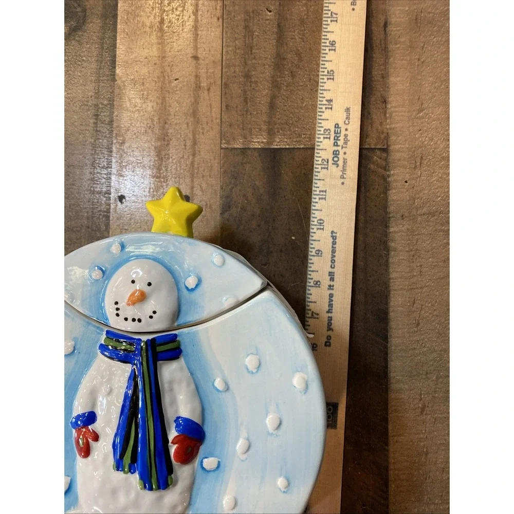 Snowman Ceramic Cookie Great Jar by Design PAC Inc. Christmas Holiday Snow Vtg
